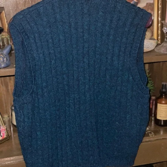 Lands' End Blue Wool Knit Vest - Picture 3 of 3
